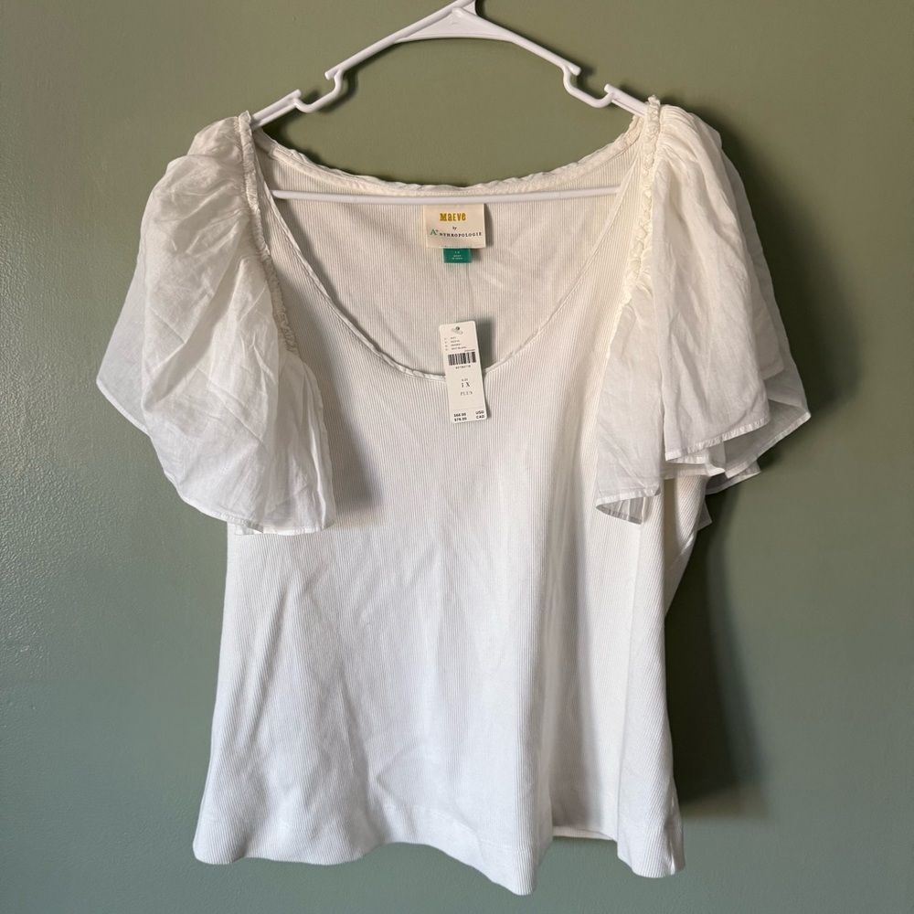 Anthropologie Maeve Flutter Sleeve Top NWT - Picture 4 of 7